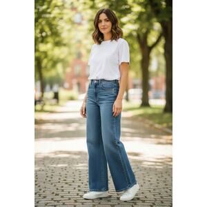 NWT Habitual Hollis High Rise Wide Leg Jeans Medium Wash Minimalist Chic Size 28